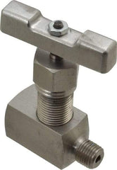 Value Collection - 1/4" Pipe, Inline Hard Seat Needle Valve - MNPT x FNPT Ends, Grade 316 Stainless Steel Valve, 10,000 Max psi - Industrial Tool & Supply