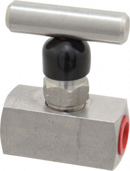 Made in USA - 1/4" Pipe, Inline Miniature Needle Valve - FNPT x FNPT Ends, Grade 316 Stainless Steel Valve, 6,000 Max psi - Industrial Tool & Supply