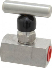Made in USA - 1/4" Pipe, Inline Miniature Needle Valve - FNPT x FNPT Ends, Grade 316 Stainless Steel Valve, 6,000 Max psi - Industrial Tool & Supply