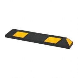 PRO-SAFE - 72" Long x 6" Wide x 4" High, Parking Curb - Black & Yellow, Rubber - Industrial Tool & Supply