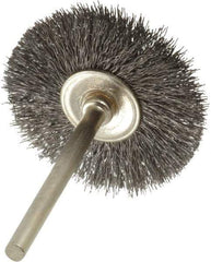 Osborn - 1-1/4" OD, 1/8" Shank Diam, Crimped Steel Wheel Brush - 0.005" Filament Diam, 25,000 RPM - Industrial Tool & Supply