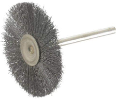 Osborn - 1-1/2" OD, 1/8" Shank Diam, Crimped Steel Wheel Brush - 0.005" Filament Diam, 25,000 RPM - Industrial Tool & Supply