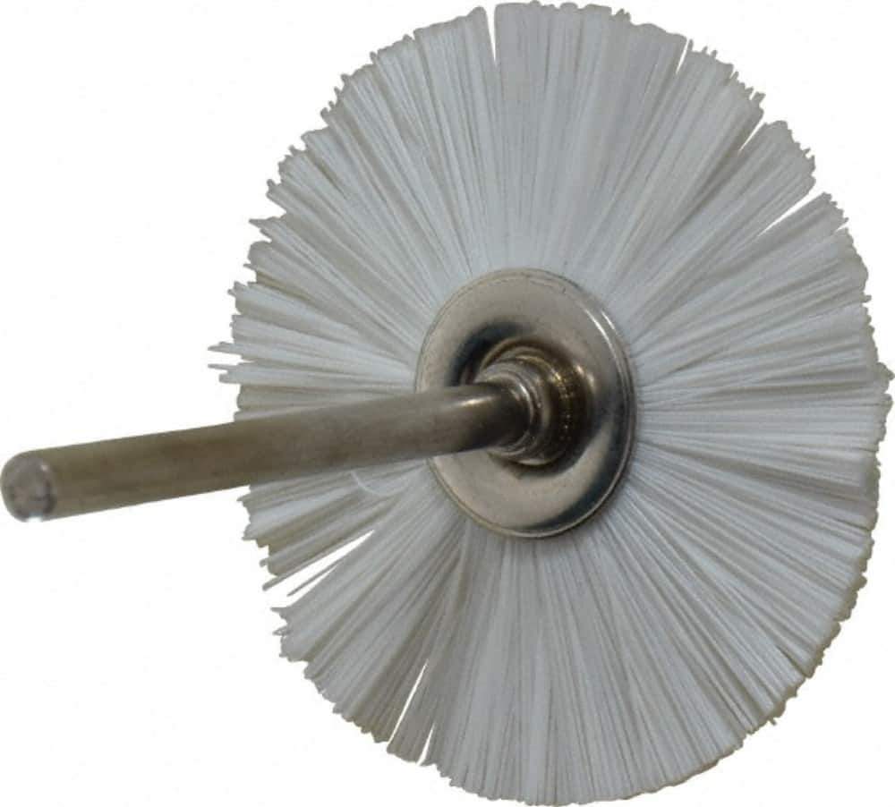 Osborn - 1-1/2" OD, 1/8" Shank Diam, Nylon Wheel Brush - 3/32" Face Width, 6,000 RPM - Industrial Tool & Supply