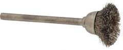 Osborn - 9/16" Diam, 1/8" Shank Straight Wire Stainless Steel Cup Brush - 0.005" Filament Diam, 25,000 Max RPM - Industrial Tool & Supply