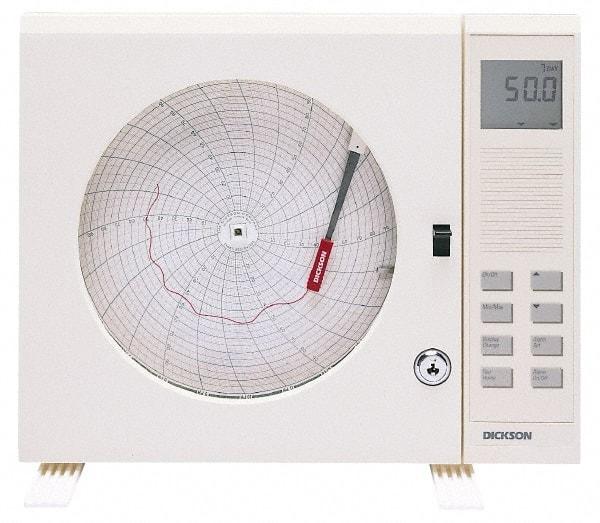 Dickson - 32 to 122°F, 24 Hour Recording Time Chart - 8 Inch Diameter, Use with Esx Recorders - Industrial Tool & Supply