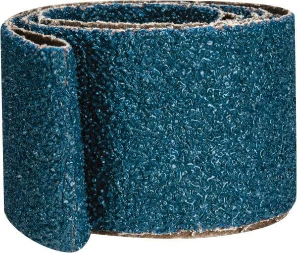 Made in USA - 2" Wide x 48" OAL, 24 Grit, Zirconia Alumina Abrasive Belt - Zirconia Alumina, Very Coarse, Coated, X Weighted Cloth Backing - Industrial Tool & Supply