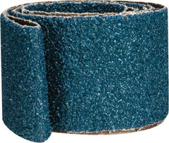 Made in USA - 2" Wide x 48" OAL, 24 Grit, Zirconia Alumina Abrasive Belt - Zirconia Alumina, Very Coarse, Coated, X Weighted Cloth Backing - Industrial Tool & Supply