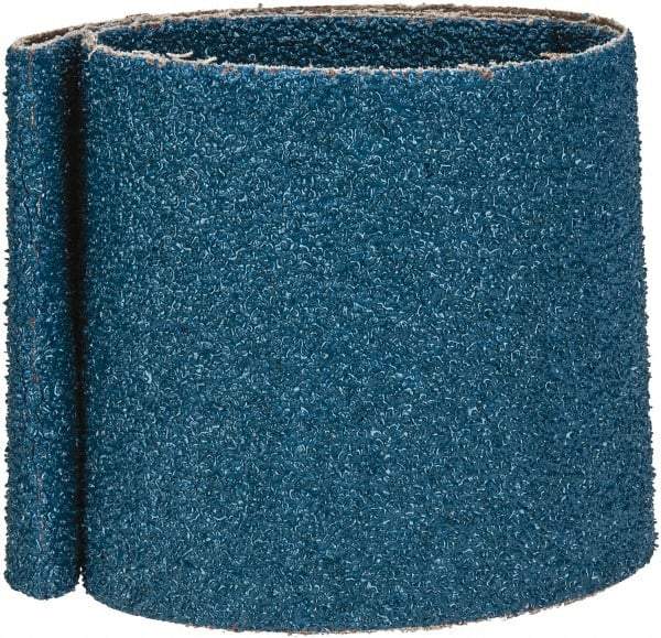 Made in USA - 4" Wide x 36" OAL, 24 Grit, Zirconia Alumina Abrasive Belt - Zirconia Alumina, Very Coarse, Coated, X Weighted Cloth Backing - Industrial Tool & Supply