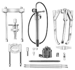 OTC - 18 Piece, 20" Spread, Hydraulic Puller Set - 3 Jaws, 41" OAL, 18-1/2" Reach - Industrial Tool & Supply