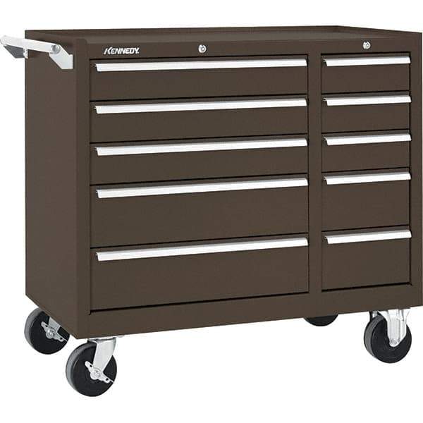 Kennedy - 10 Drawer 2,800 Lb Capacity Steel Tool Roller Cabinet - 39-3/8" Wide x 34" High x 18" Deep, Brown - Industrial Tool & Supply