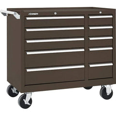 Kennedy - 10 Drawer 2,800 Lb Capacity Steel Tool Roller Cabinet - 39-3/8" Wide x 34" High x 18" Deep, Brown - Industrial Tool & Supply