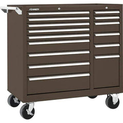 Kennedy - 15 Drawer 2,800 Lb Capacity Steel Tool Roller Cabinet - 39-3/8" Wide x 39" High x 18" Deep, Brown - Industrial Tool & Supply
