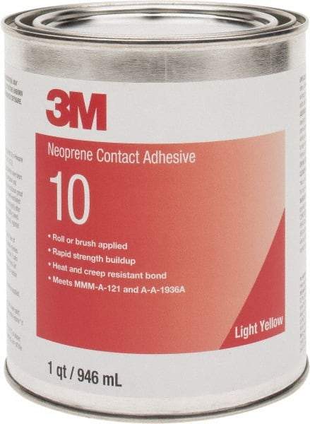 3M - 32 oz Can Amber Contact Adhesive - Series 10, 30 min Working Time, Bonds to Cardboard, Ceramic, Foam, Glass, Metal, Paper & Wood - Industrial Tool & Supply