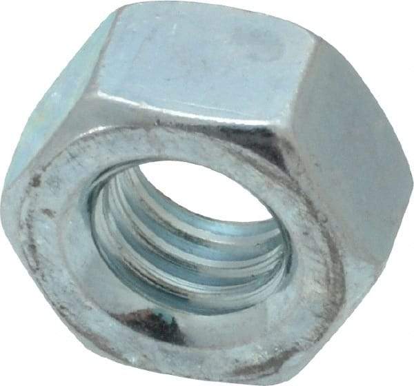 Value Collection - 5/16-18 UNC Steel Right Hand Hex Nut - 1/2" Across Flats, 17/64" High, Zinc Clear Finish - Industrial Tool & Supply