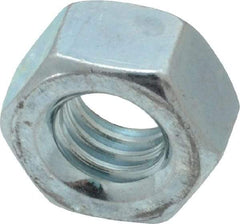 Value Collection - 5/16-18 UNC Steel Right Hand Hex Nut - 1/2" Across Flats, 17/64" High, Zinc Clear Finish - Industrial Tool & Supply