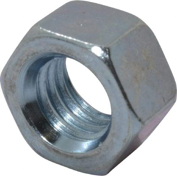 Value Collection - 3/8-16 UNC Steel Right Hand Hex Nut - 9/16" Across Flats, 21/64" High, Zinc Clear Finish - Industrial Tool & Supply