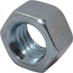 Value Collection - 3/8-16 UNC Steel Right Hand Hex Nut - 9/16" Across Flats, 21/64" High, Zinc Clear Finish - Industrial Tool & Supply