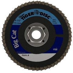 Weiler - 60 Grit, 4-1/2" Disc Diam, 5/8-11 Center Hole, Type 27 Zirconia Alumina Flap Disc - 12,000 Max RPM, Phenolic Backing, Arbor Attaching System, Coated - Industrial Tool & Supply