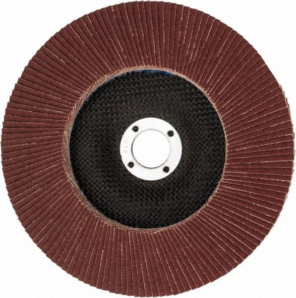 Weiler - 80 Grit, 7" Disc Diam, 7/8" Center Hole, Type 27 Aluminum Oxide Flap Disc - 8,600 Max RPM, Phenolic Backing, Arbor Attaching System, Coated - Industrial Tool & Supply