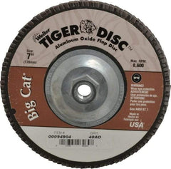 Weiler - 40 Grit, 7" Disc Diam, 5/8-11 Center Hole, Type 27 Aluminum Oxide Flap Disc - 8,600 Max RPM, Phenolic Backing, Arbor Attaching System, Coated - Industrial Tool & Supply