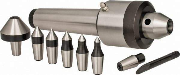 Interstate - 7 Point, 200 Lb Max Workpiece, 7-3/4" OAL, 1-29/32" Head Diam, Tool Steel, Live Center & Point Set - 4MT Taper, Interchangeable - Industrial Tool & Supply