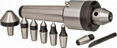 Interstate - 7 Point, 200 Lb Max Workpiece, 7-3/4" OAL, 1-29/32" Head Diam, Tool Steel, Live Center & Point Set - 4MT Taper, Interchangeable - Industrial Tool & Supply