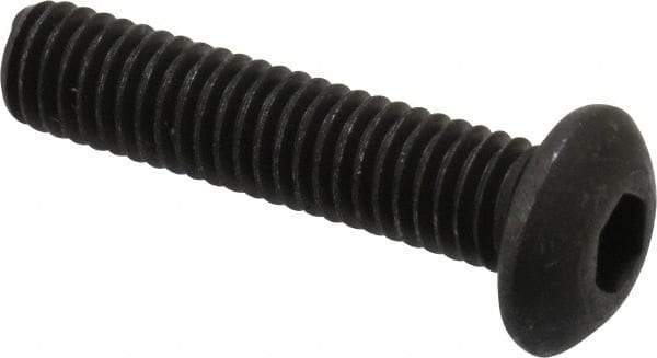 Value Collection - #10-32 UNF Hex Socket Drive, Button Screw - Alloy Steel, Black Oxide Finish, Fully Threaded, 7/8" Length Under Head - Industrial Tool & Supply