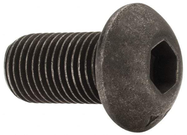 Value Collection - 3/8-24 UNF Hex Socket Drive, Button Screw - Alloy Steel, Black Oxide Finish, Fully Threaded, 3/4" Length Under Head - Industrial Tool & Supply