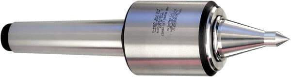 Royal Products - MT3 Taper Shank, 1-3/4" Head Diam 1,735 Lb Capacity Live Center - 6,000 Max RPM, 2.12" Head Length, 7/8" Point Diam, 1-3/4" Point Len, 885 Lb Max Workpc, 7-7/32" OAL, 3/8" Tip Diam, Long Point - Industrial Tool & Supply