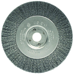 4" Diameter - 3/8-1/2" Arbor Hole - Crimped Steel Wire Straight Wheel - Industrial Tool & Supply