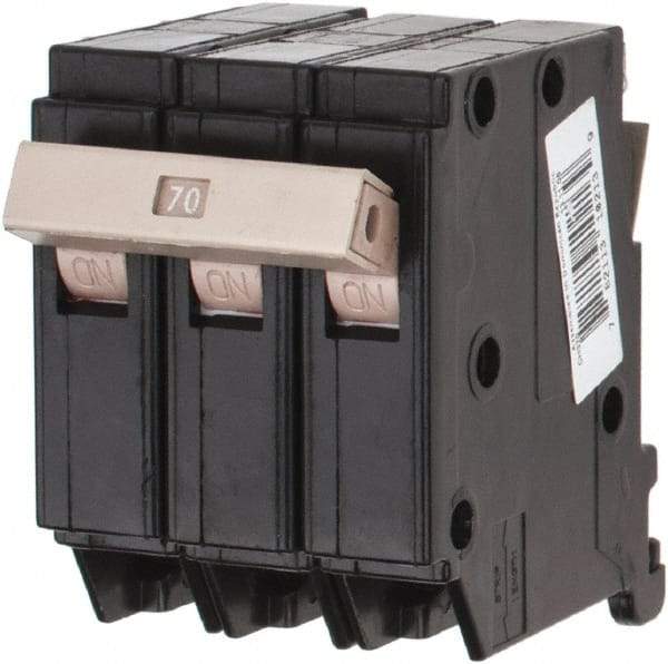 Eaton Cutler-Hammer - 70 Amp, 120/240 VAC, 3 Pole, Plug In Type CH Circuit Breaker - Thermal Magnetic Trip, 10 kA Breaking Capacity, 14-6 AWG - Industrial Tool & Supply