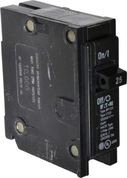 Eaton Cutler-Hammer - 25 Amp, 120/240 VAC, 1 Pole, Plug In Type BR Circuit Breaker - Thermal Magnetic Trip, 10 kA Breaking Capacity, 14-4 AWG - Industrial Tool & Supply