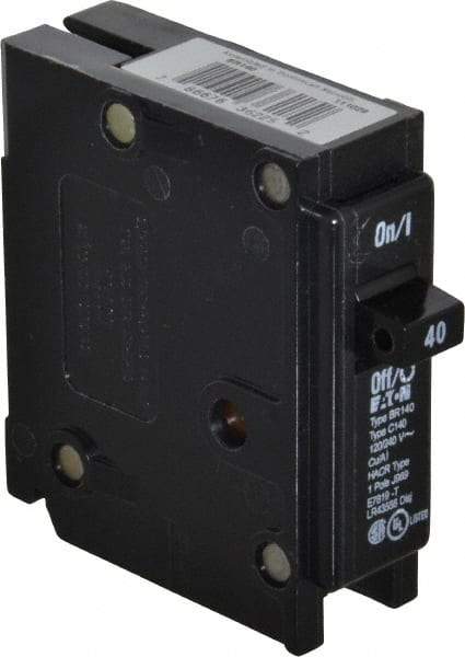 Eaton Cutler-Hammer - 40 Amp, 120/240 VAC, 1 Pole, Plug In Type BR Circuit Breaker - Thermal Magnetic Trip, 10 kA Breaking Capacity, 14-4 AWG - Industrial Tool & Supply