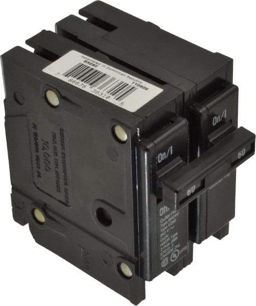 Eaton Cutler-Hammer - 60 Amp, 120/240 VAC, 2 Pole, Plug In Type BR Circuit Breaker - Thermal Magnetic Trip, 10 kA Breaking Capacity, 8-1/0 AWG - Industrial Tool & Supply