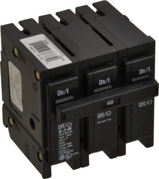 Eaton Cutler-Hammer - 40 Amp, 240 VAC, 3 Pole, Plug In Type BR Circuit Breaker - Magnetic Trip, 10 kA Breaking Capacity, 14-4 AWG - Industrial Tool & Supply