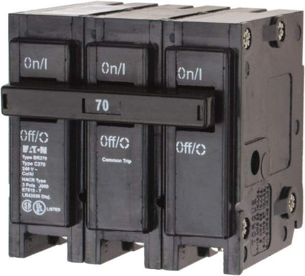 Eaton Cutler-Hammer - 70 Amp, 240 VAC, 3 Pole, Plug In Type BR Circuit Breaker - Magnetic Trip, 10 kA Breaking Capacity, 4-1/0 AWG - Industrial Tool & Supply