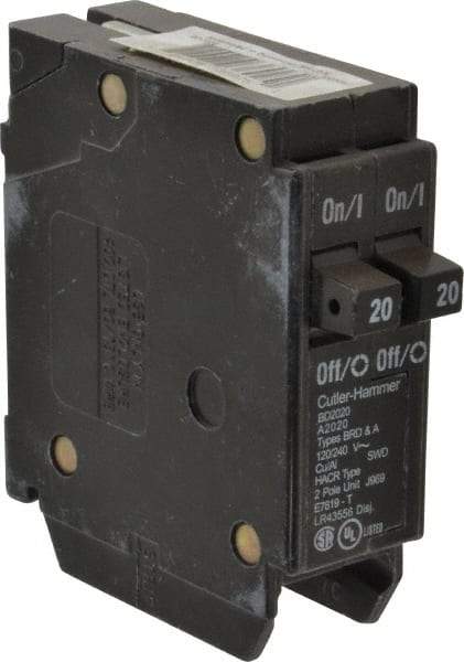 Eaton Cutler-Hammer - 20/20 Amp, 120 VAC, 2 Pole, Plug In Type BD Duplex Circuit Breaker - Thermal Magnetic Trip, 14-4 AWG - Industrial Tool & Supply