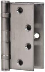 Stanley - 4-1/2" Long Steel Commercial Hinge - Satin Chrome Finish, 5 Knuckles, 8 Holes - Industrial Tool & Supply
