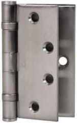 Stanley - 4-1/2" Long Steel Commercial Hinge - Satin Chrome Finish, 5 Knuckles, 8 Holes - Industrial Tool & Supply