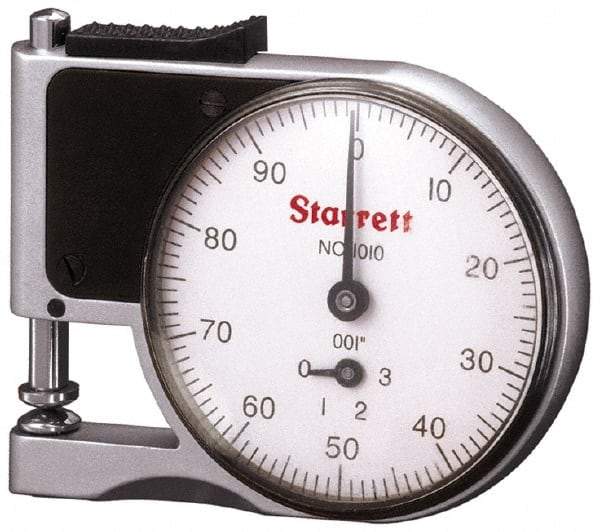 Starrett - 0 to 3/8 Inch Measurement, 0.001 Inch Graduation, 1/2 Inch Throat Depth, Dial Thickness Gage - 1-5/8 Inch Dial Diameter - Industrial Tool & Supply