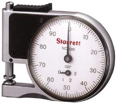 Starrett - 0 to 3/8 Inch Measurement, 0.001 Inch Graduation, 1/2 Inch Throat Depth, Dial Thickness Gage - 1-5/8 Inch Dial Diameter - Industrial Tool & Supply