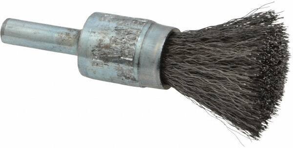 Osborn - 1/2" Brush Diam, Crimped, End Brush - 1/4" Diam Shank, 25,000 Max RPM - Industrial Tool & Supply