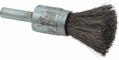 Osborn - 1/2" Brush Diam, Crimped, End Brush - 1/4" Diam Shank, 25,000 Max RPM - Industrial Tool & Supply