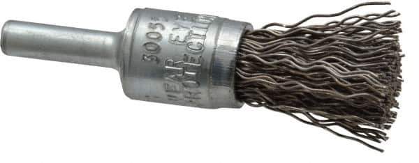 Osborn - 1/2" Brush Diam, Crimped, End Brush - 1/4" Diam Shank, 25,000 Max RPM - Industrial Tool & Supply