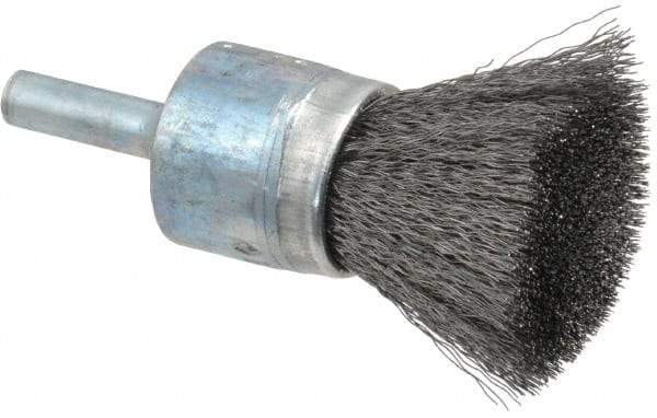 Osborn - 3/4" Brush Diam, Crimped, End Brush - 1/4" Diam Shank, 20,000 Max RPM - Industrial Tool & Supply