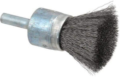Osborn - 3/4" Brush Diam, Crimped, End Brush - 1/4" Diam Shank, 20,000 Max RPM - Industrial Tool & Supply
