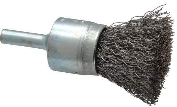 Osborn - 3/4" Brush Diam, Crimped, End Brush - 1/4" Diam Shank, 20,000 Max RPM - Industrial Tool & Supply