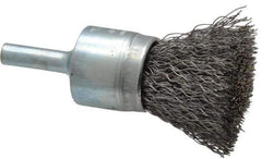 Osborn - 3/4" Brush Diam, Crimped, End Brush - 1/4" Diam Shank, 20,000 Max RPM - Industrial Tool & Supply