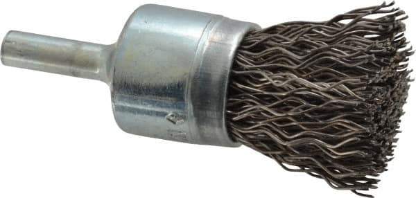 Osborn - 3/4" Brush Diam, Crimped, End Brush - 1/4" Diam Shank, 20,000 Max RPM - Industrial Tool & Supply