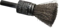 Osborn - 1/2" Brush Diam, Crimped, End Brush - 1/4" Diam Shank, 25,000 Max RPM - Industrial Tool & Supply